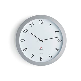Zegar ścienny, Ø600 mm, biały, srebrny