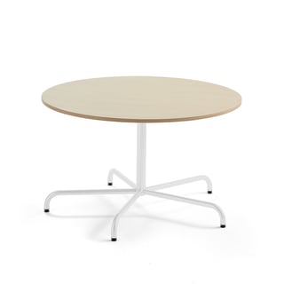Pöytä PLURAL,  Ø1200x720 mm, ääntä vaimentava korkeapainelaminaatti, koivu, valkoinen