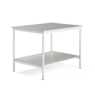Worktable, 1200x900x900 mm, grey linoleum, white