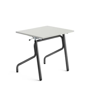 Höj- och sänkbart elevbord ADJUST, 700x600 mm, ljuddämpande högtryckslaminat, grå, antracitgrå