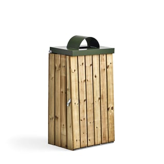 Abfallbehälter mit offenem Einwurf und Holzkorpus, 125-160 Liter