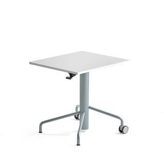 Työpöytä ARISE, korkeussäädettävä, 600x700 mm, harmaa jalusta, ääntä vaimentava valkoinen laminaatti