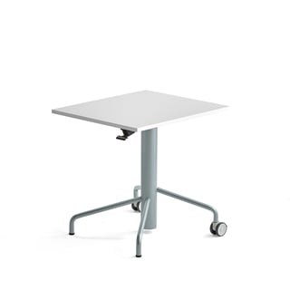 Sit-stand desk ARISE, 600x700 mm, grey frame, acoustic white laminate