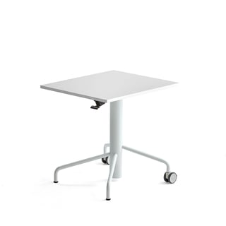 Hæve sænkebord ARISE, 600x700 mm, hvidt stel, lyddæmpende hvid laminat