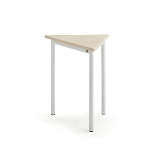 Stůl SONITUS TRIANGEL, 700x600x720 mm, bílé nohy, deska s linoleem, béžová