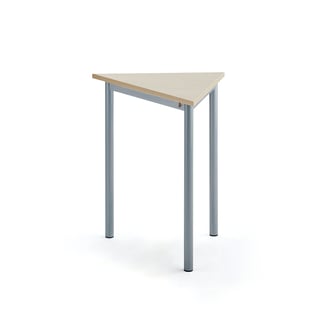 Stůl SONITUS TRIANGEL, 700x600x720 mm, stříbrné nohy, HPL deska tlumící hluk, bříza