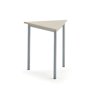 Stôl SONITUS TRIANGEL, 700x700x720 mm, laminát - breza, strieborná