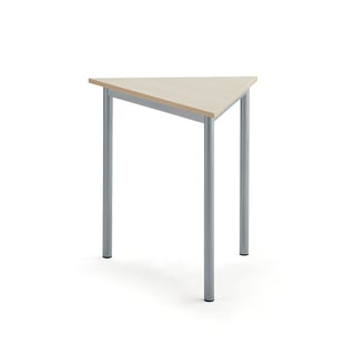 Pöytä SONITUS TRIANGEL, 800x700x720 mm, korkeapainelaminaatti HPL, koivu, hopeanharmaa