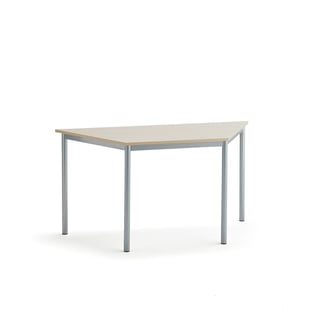 Stůl SONITUS TRAPETS, 1400x700x720 mm, stříbrné nohy, HPL deska tlumící hluk, bříza