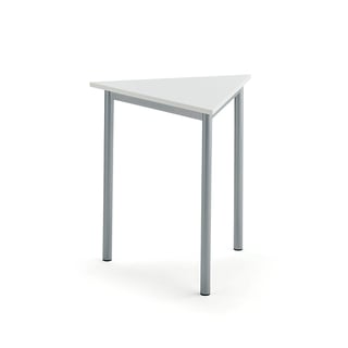 Pöytä BORÅS TRIANGEL, 700x700x720 mm, valkoinen laminaatti, hopeanharmaa