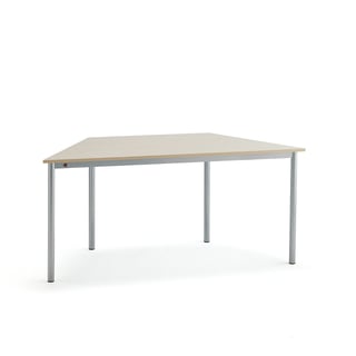 Stůl BORÅS TRAPETS, 1600x800x720 mm, stříbrné nohy, HPL deska, bříza