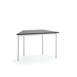 Pöytä SONITUS TRAPETS, 1200x600x720 mm, tummanharmaa linoleumi, valkoinen