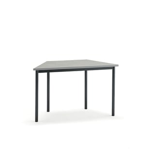 Stůl SONITUS TRAPETS, 1200x600x720 mm, antracitově šedé nohy, deska s linoleem, šedá