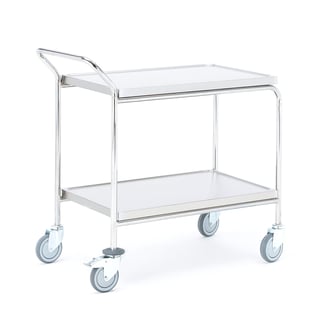 Stainless steel trolley CONVOY, 2 shelves, 800x520x950 mm