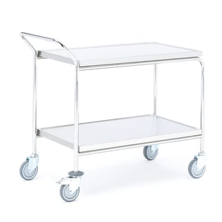 Stainless steel trolley CONVOY, 2 shelves, 900x550x950 mm