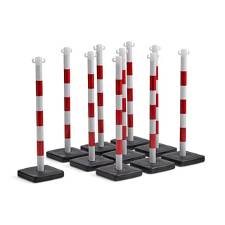 Plastic chain post, 10-pack, red-white
