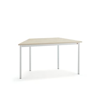 Stůl SONITUS TRAPETS, 1400x700x720 mm, bílé nohy, deska s linoleem, béžová