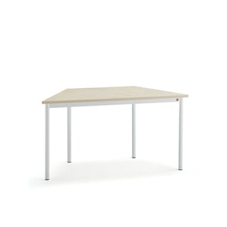 Stůl SONITUS TRAPETS, 1400x700x720 mm, bílé nohy, deska s linoleem, béžová