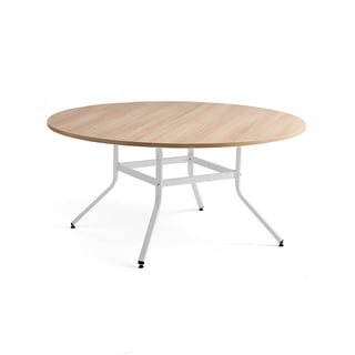 Stůl VARIOUS, Ø1600 mm, výška 740 mm, bílá, dub