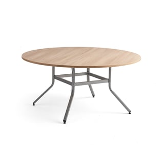 Stôl VARIOUS, Ø1600 mm, výška 740 mm, strieborná, dub