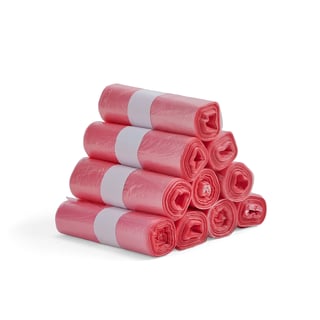 ESD refuse bags, 10 rolls (100 pcs/roll), 20 L, red