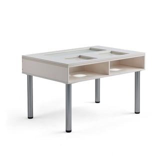 Forstørrelsesbord med lys og hjul, 1300x750 mm, lys grå