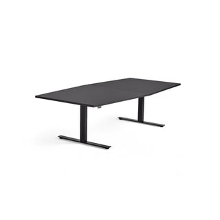 Hæve sænke konferencebord MODULUS, 2400x1200 mm, sort, sort