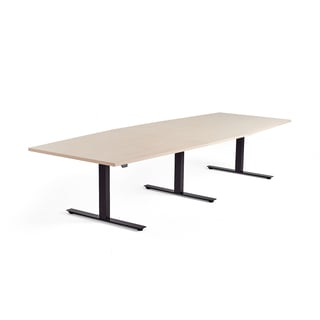 Konferenčna miza MODULUS, električno nastavljiva, 3200x1200 mm, črno ogrodje, breza