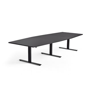Augstumā regulējams konferenču galds MODULUS, 3200x1200 mm, melns rāmis, melns