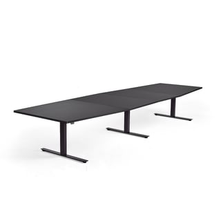 Hæve sænke konferencebord MODULUS, 4000x1200 mm, sort, sort
