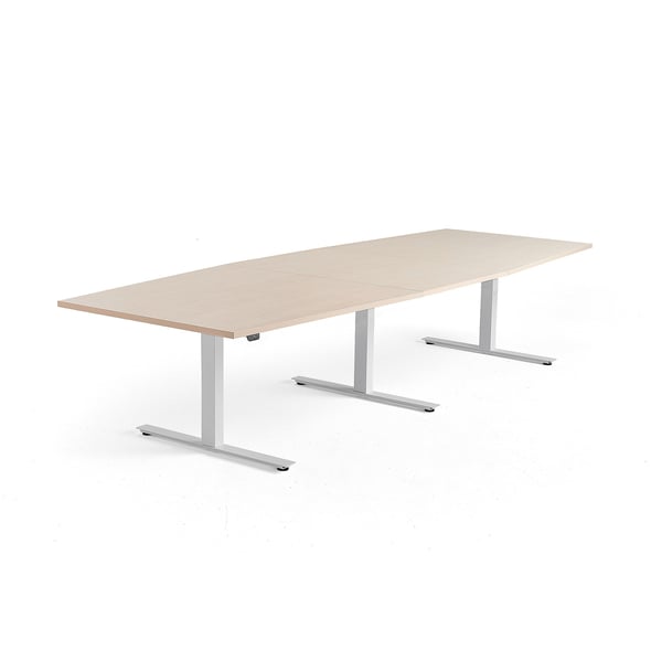 Standing conference table MODULUS, 3200x1200 mm, white frame, birch ...