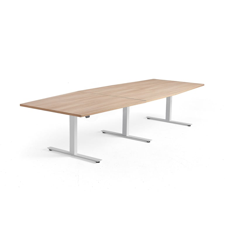 Standing conference table MODULUS, 3200x1200 mm, white frame, oak | AJ ...