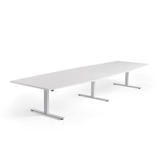 Konferenčna miza MODULUS, električno nastavljiva, 4000x1200 mm, belo ogrodje, bela