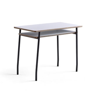 Skrivebord NOVUS, L1000 B500 H750 mm, svart stativ, hvit bordplate