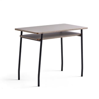 Skrivebord NOVUS, 1000x500 mm, sort stel, lergrå bordplade