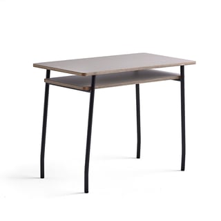 Skrivebord NOVUS, L1000 B500 H750 mm, svart stativ, leiregrå bordplate