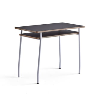 Skrivebord NOVUS, 1000x500 mm, hvidt stel, sort bordplade