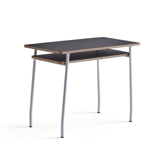 Skrivbord NOVUS, 1000x500 mm, vitt stativ, svart bordsskiva