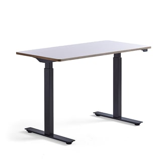 Augstumā regulējams galds NOVUS, 1200x600 mm, melns statīvs, balta galda virsma