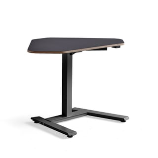 Výškovo nastaviteľný rohový stôl NOVUS, 1200x750 mm, čierny rám, čierna