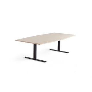 Konferencijski stol MODULUS, 2400x1200 mm, crno postolje T-oblika, breza