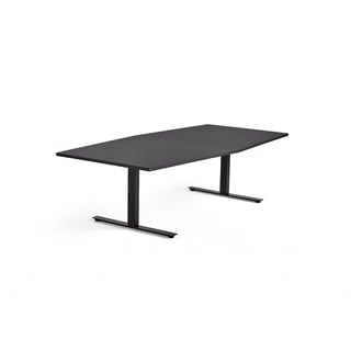 Konferenču galds MODULUS, 2400x1200 mm, T-veida rāmis, melns rāmis, melns