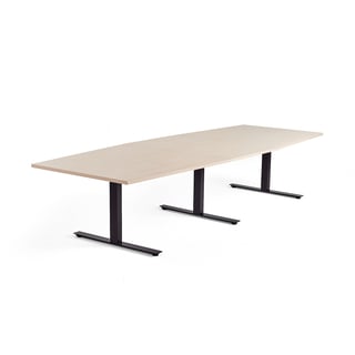 Konferencijski stol MODULUS, 3200x1200 mm, crno T-postolje, breza