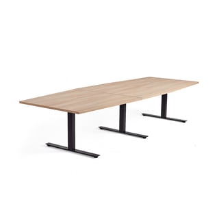 Jednací stůl MODULUS, 3200x1200 mm, T-nohy, černá podnož, dub