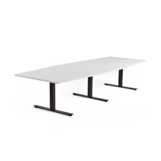 Stół konferencyjny MODULUS, 3200x1200 mm, rama T, czarna rama, biały
