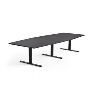 Jednací stůl MODULUS, 3200x1200 mm, T-nohy, černá podnož, černá
