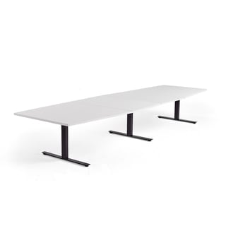 Rokovací stôl MODULUS, 4000x1200 mm, T-rám, čierna, biela