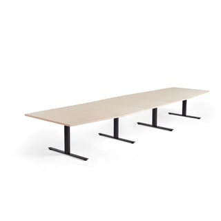 Jednací stůl MODULUS, 4800x1200 mm, T-nohy, černá podnož, bříza