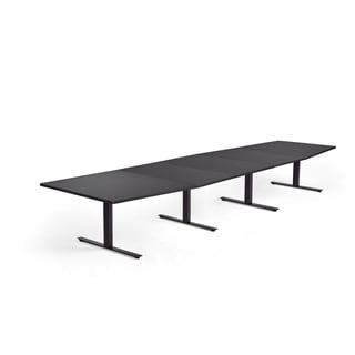 Konferensbord MODULUS, 4800x1200 mm, t-stativ, svart stativ, svart