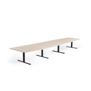 Konferencijski stol MODULUS, 5600x1200 mm, crno T-postolje, breza